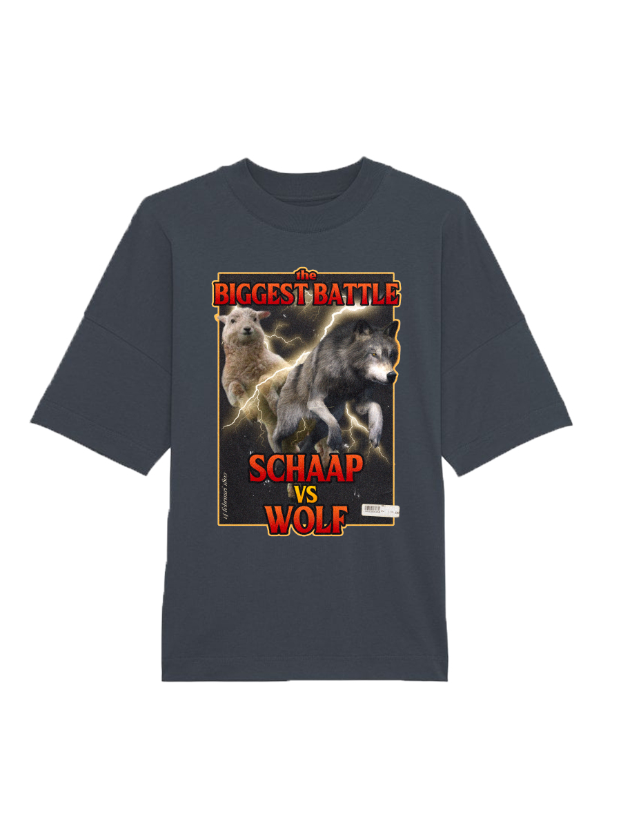Overredend Commandant Woud Schaap VS Wolf" Vintage T-Shirt Vintage - Schaap/Wolf Streetwear